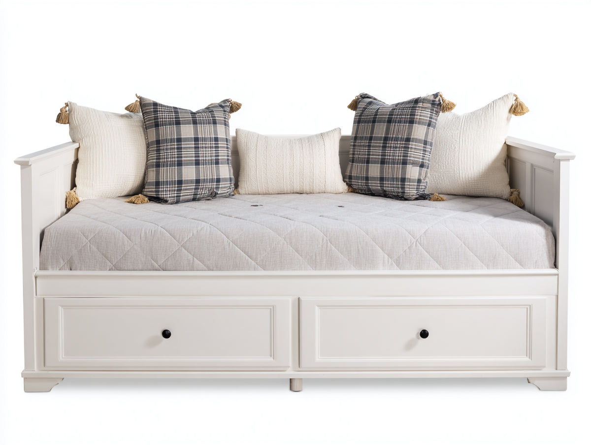 Sofás cama 205 x 100 x 94 cm - blanco - diseño clásico con 2 cajones de almacenamiento integrados