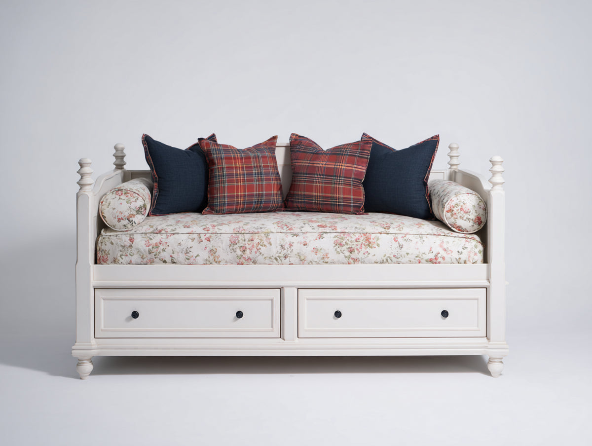 Sofás cama 205 x 100 x 98 cm - blanco - diseño clásico con 2 cajones de almacenamiento integrados