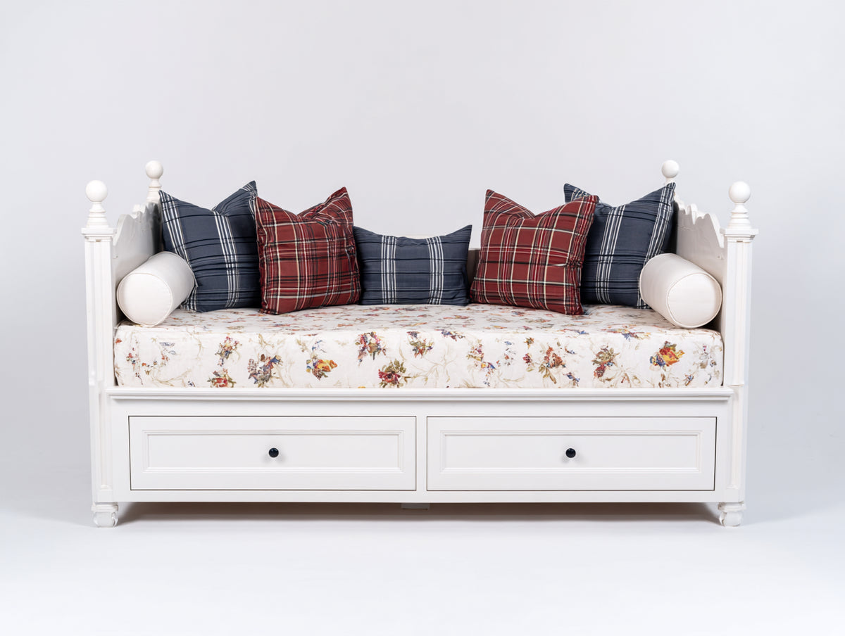 Sofás cama 205 x 100 x 98 cm - blanco - diseño clásico con 2 cajones de almacenamiento integrados