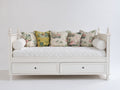 Sofás cama de madera con 2 cajones 190x90x96 cm - Blanco y blanco acolchado - Diseño clásico con almacenaje