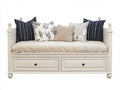Sofás cama de madera con 2 cajones 200x95x100 cm - blanco crema - diseño clásico con almacenamiento