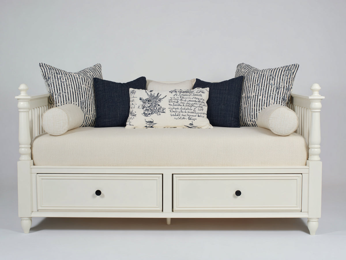 Sofás cama de madera con 2 cajones 200x95x100 cm - blanco crema - diseño clásico con almacenamiento