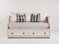 Sofás cama de madera con 2 cajones 195x90x90 cm - Blanco y gris a rayas - Diseño clásico con almacenaje