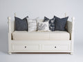 Sofás cama de madera con 2 cajones 190x90x95 cm - Blanco y crema - Diseño clásico con almacenaje