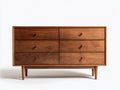 Cómodas de madera 145 x 44 x 82 cm - marrón nogal - 6 cajones con diseño moderno de inspiración retro