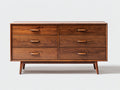 Cómodas de madera con 6 cajones 150x45x85 cm - Nogal oscuro - Diseño retro moderno