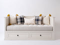 Sofás cama de madera con 2 cajones 200x95x95 cm - blanco crema - diseño clásico con almacenamiento