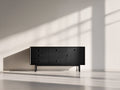 Mueble recibidor de madera 150 x 40 x 78 cm - negro - diseño moderno con 2 puertas y 3 cajones
