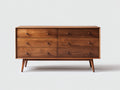 Cómodas de madera con 6 cajones 150x45x85 cm - marrón nogal - diseño moderno de estilo retro