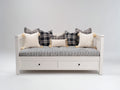 Sofás cama de madera con 2 cajones 200x95x95 cm - blanco crema - diseño clásico con almacenamiento