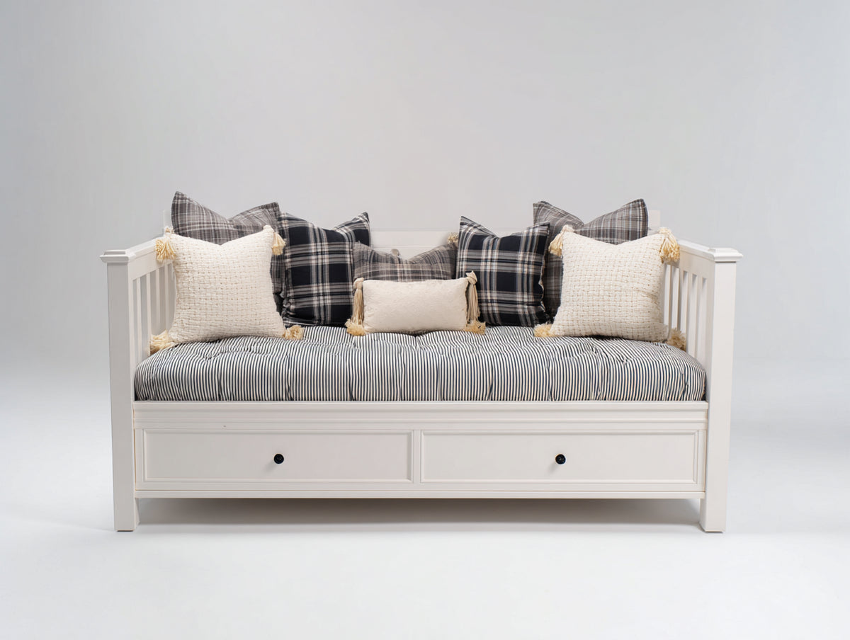 Sofás cama de madera con 2 cajones 200x95x95 cm - blanco crema - diseño clásico con almacenamiento