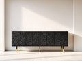 Mueble recibidor de madera 180 x 42 x 80 cm - negro - diseño moderno con 8 puertas y frentes texturizados