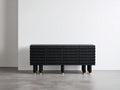 Mueble recibidor de madera con 4 puertas 160x40x80 cm - Negro y dorado - Diseño moderno con relieve texturizado
